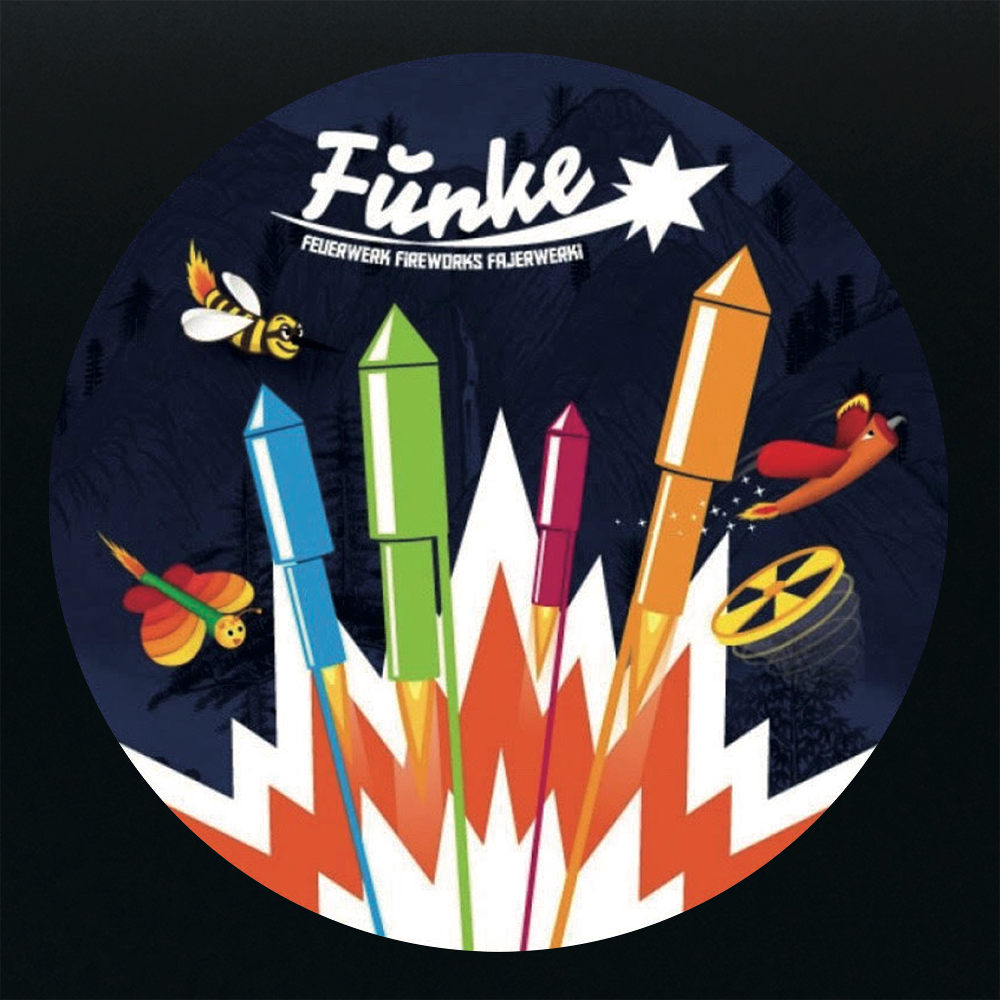 Funke Spinning Fireworks - Plastic Sticker
